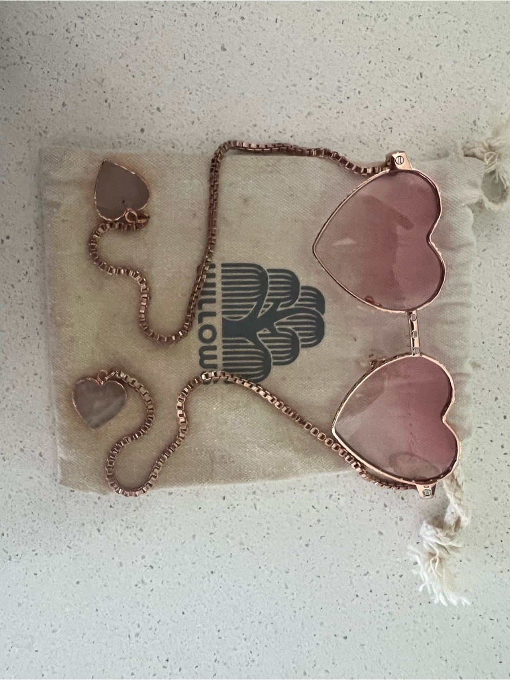 Willow Rose Gold Heart Sunglasses with Pink Lenses